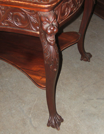 018 4321 Carved Griffin - clawfoot Library table - desk
