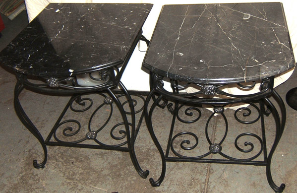 018 3951 Iron Marbletop End Tables